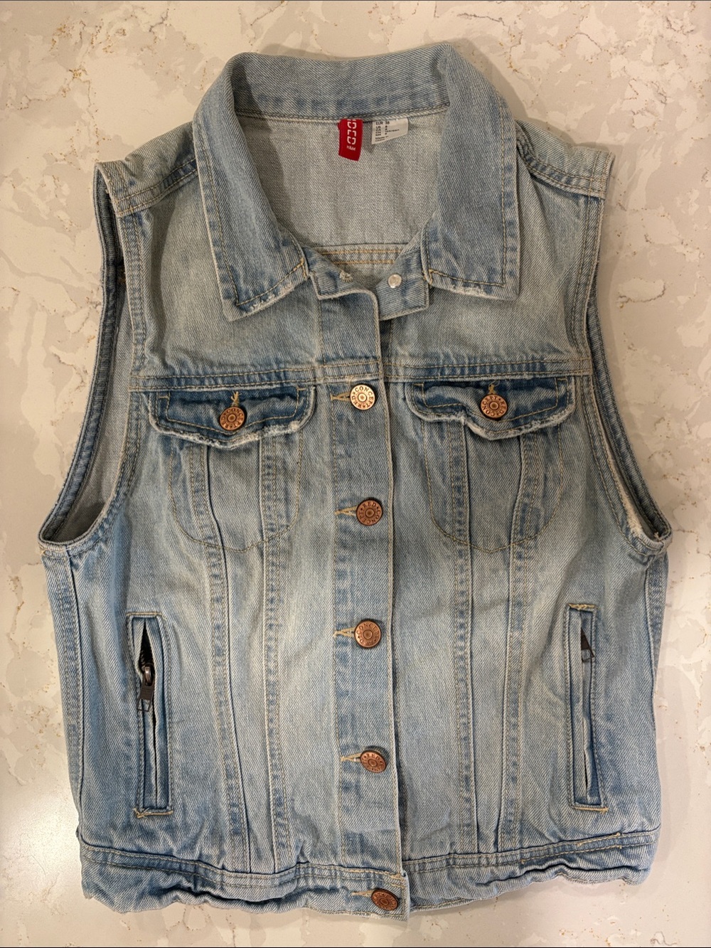 Divided by H&M Light Wash Denim Vest with Button Front